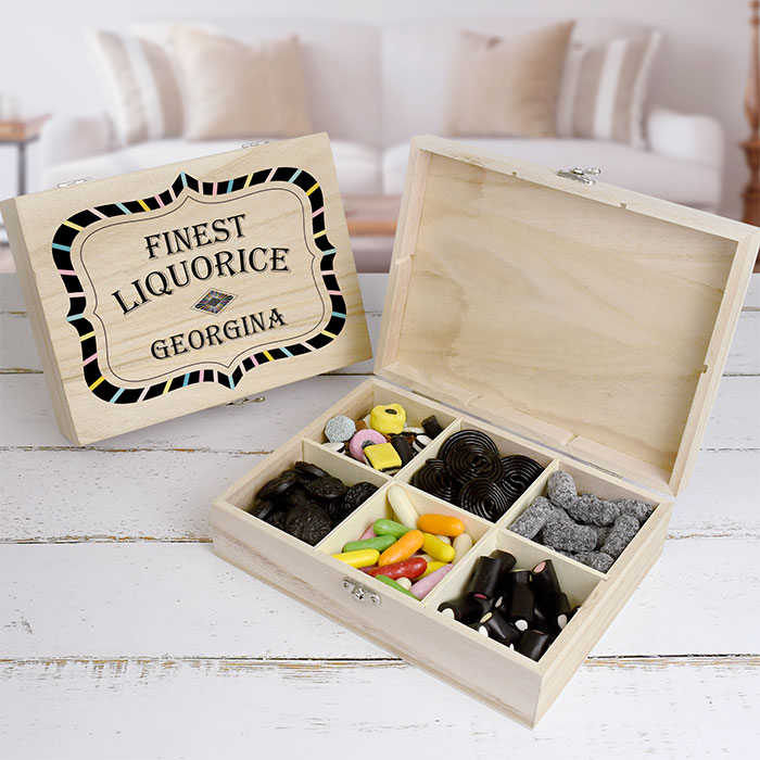 Personalised Wooden Liquorice Sweet Box