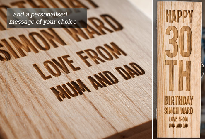 Personalised Luxury Wooden Wine Box - 30th Birthday