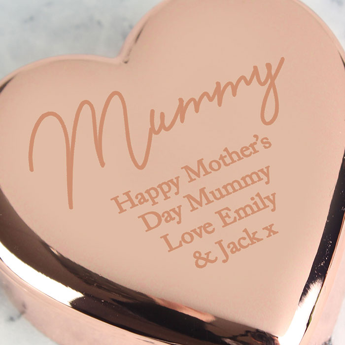 Personalised Exclusive Rose Gold Heart Trinket Box - Name & Message