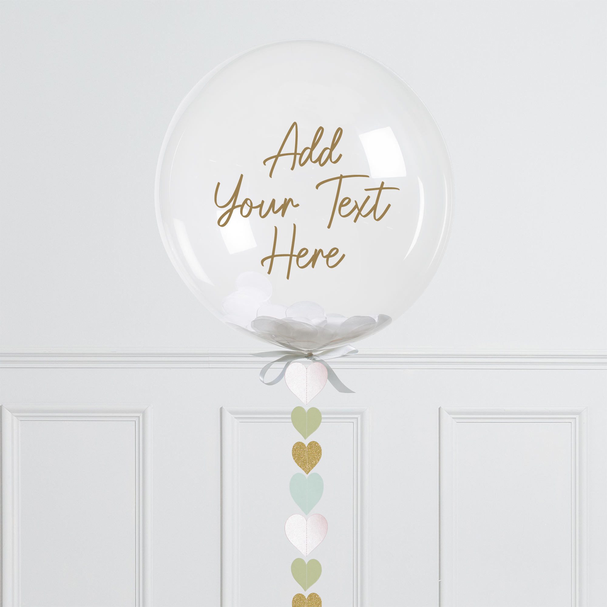 Personalised 20-Inch Bubblegum Confetti Balloon With Heart Tail - FREE DELIVERY