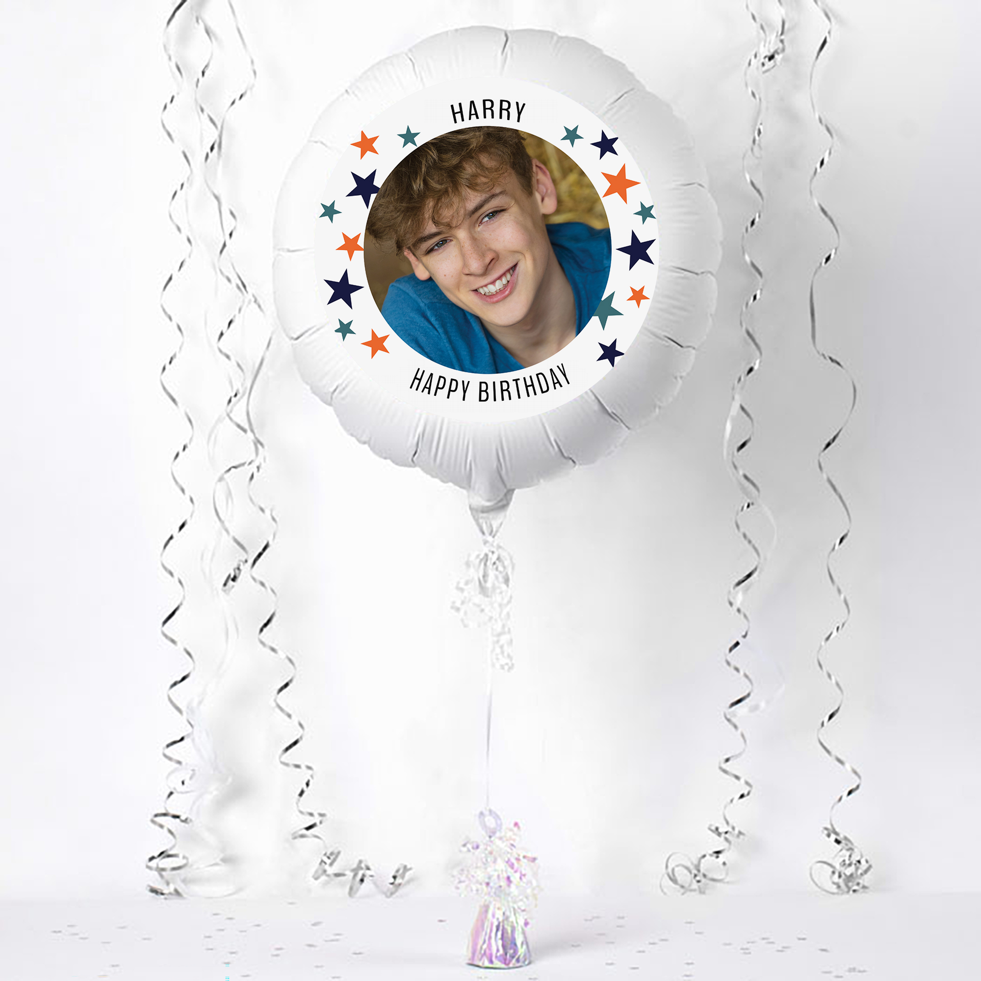 Personalised Photo Upload Balloon- Name and Message Stars