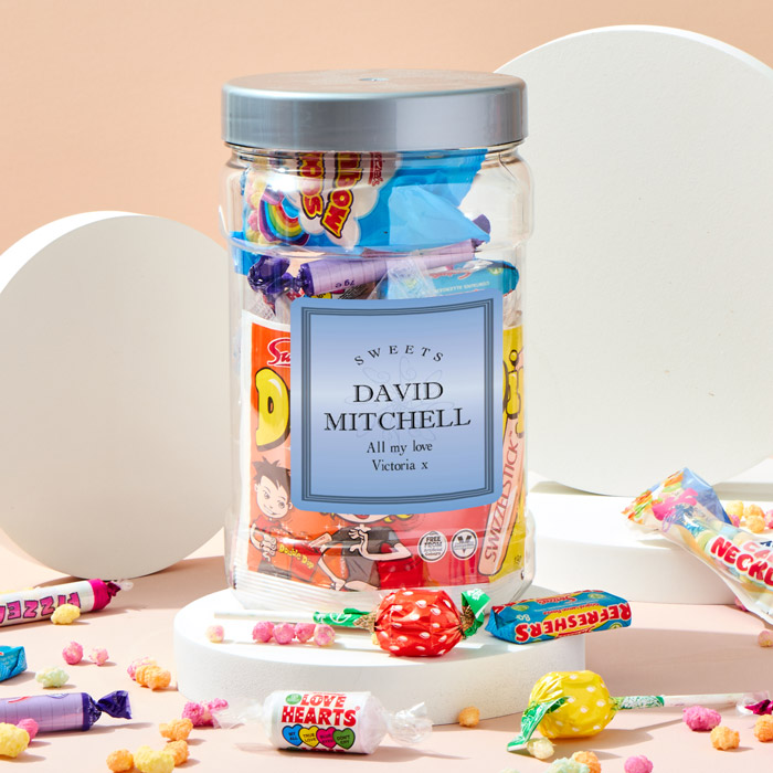 Personalised Retro Sweet Jar - Blue Sweets