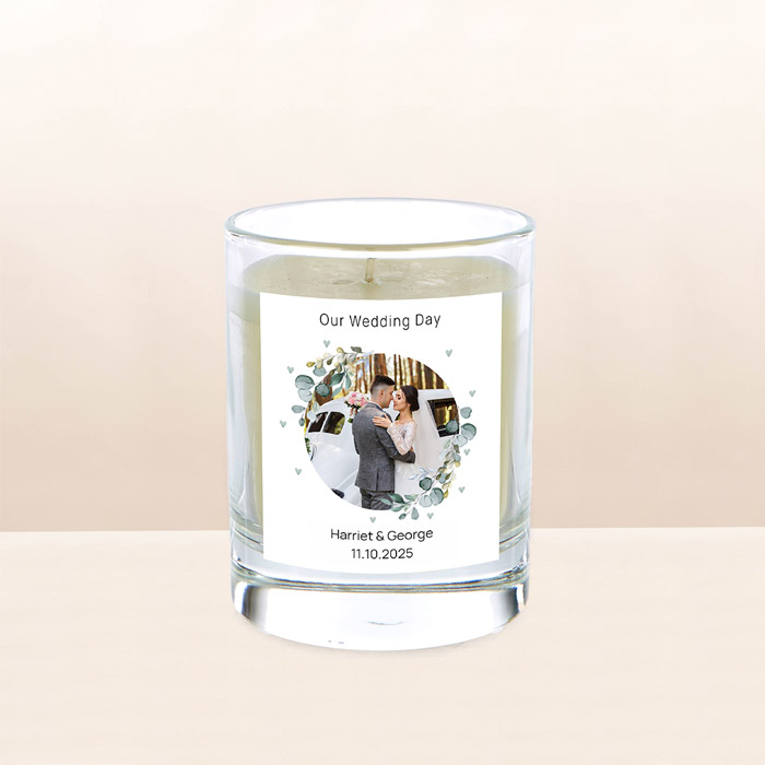 Personalised Photo Upload Candle - Our Wedding Day