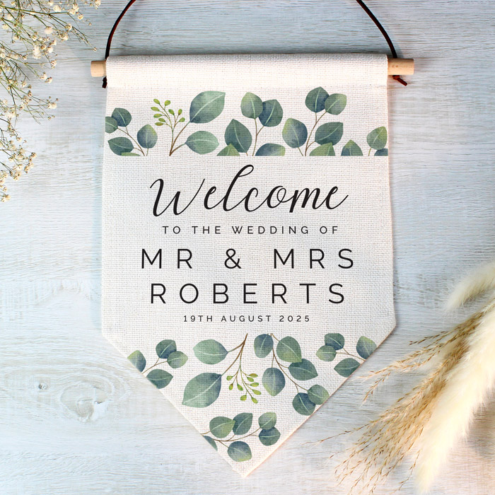 Personalised Botanical Wedding Hanging Banner