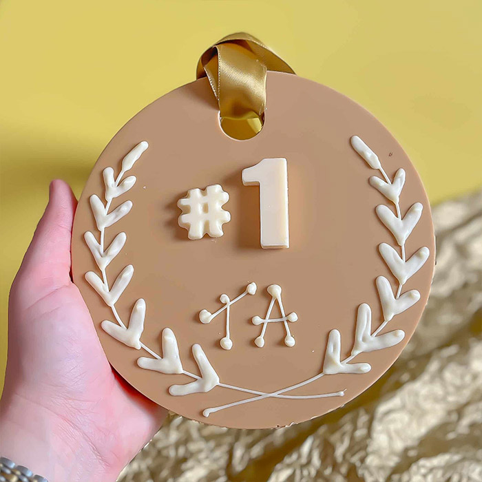 Personalised Blonde Chocolate Pistachio Gold Medal