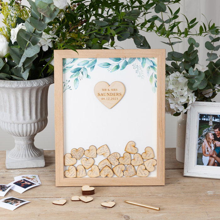 Personalised Wedding Drop Top Frame Guest Book - Green Eucalyptus