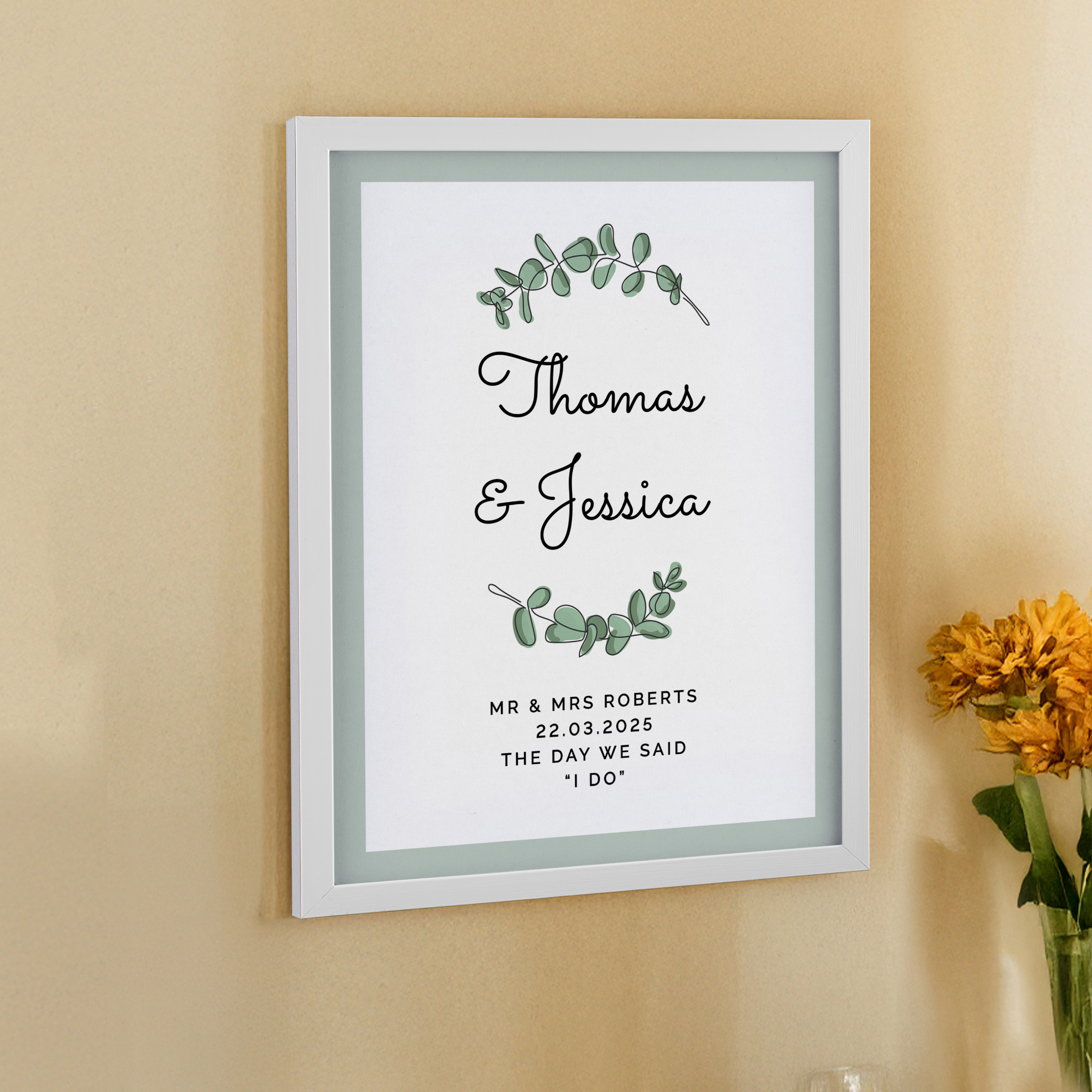 Personalised Botanical A4 White Framed Print