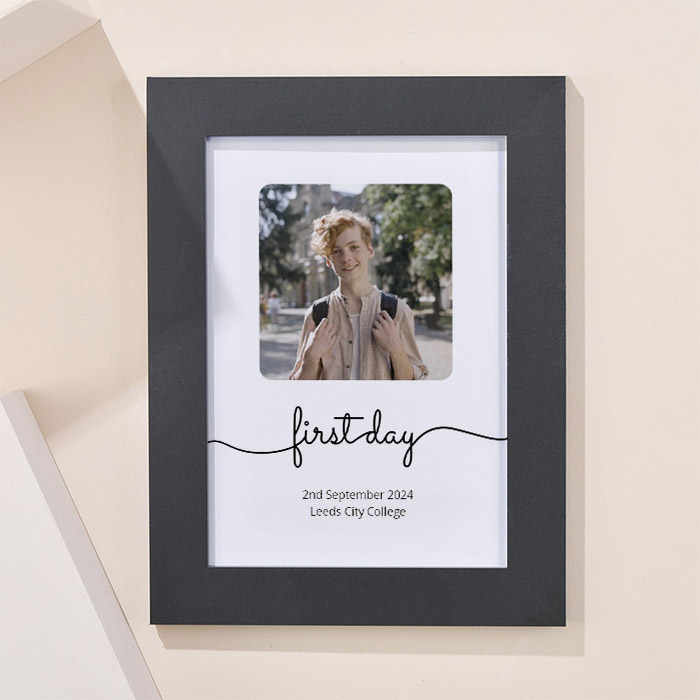 Photo Upload Framed Print - First Day of College