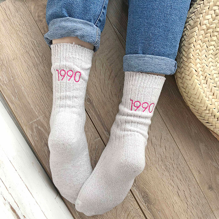 Embroidered Birthday Year Snug Socks