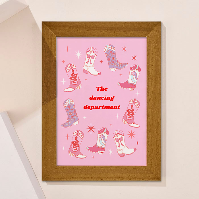 Personalised Pink Country Cowboy Boots Framed Print