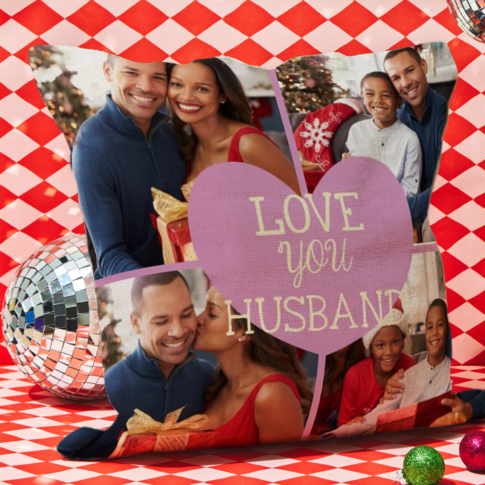 Multi Photo Christmas Cushion - Love You Husband