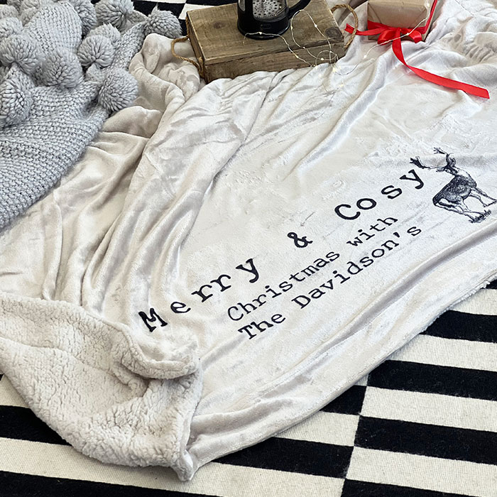 Personalised Merry & Cosy Family Christmas Blanket