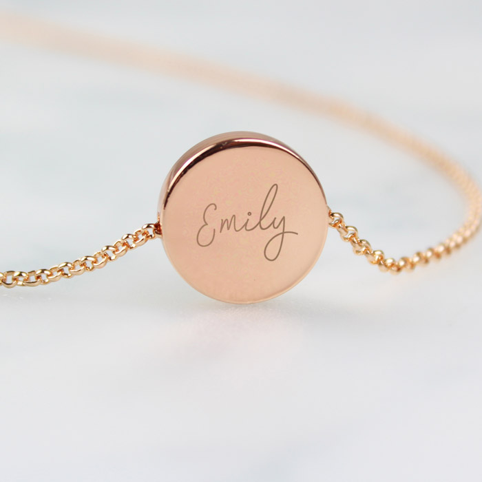 Personalised Botanical Sentiment Rose Gold Tone Necklace and Box