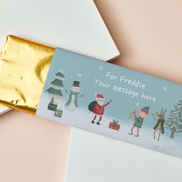 Personalised Chocolate Bar - Santa and Friends