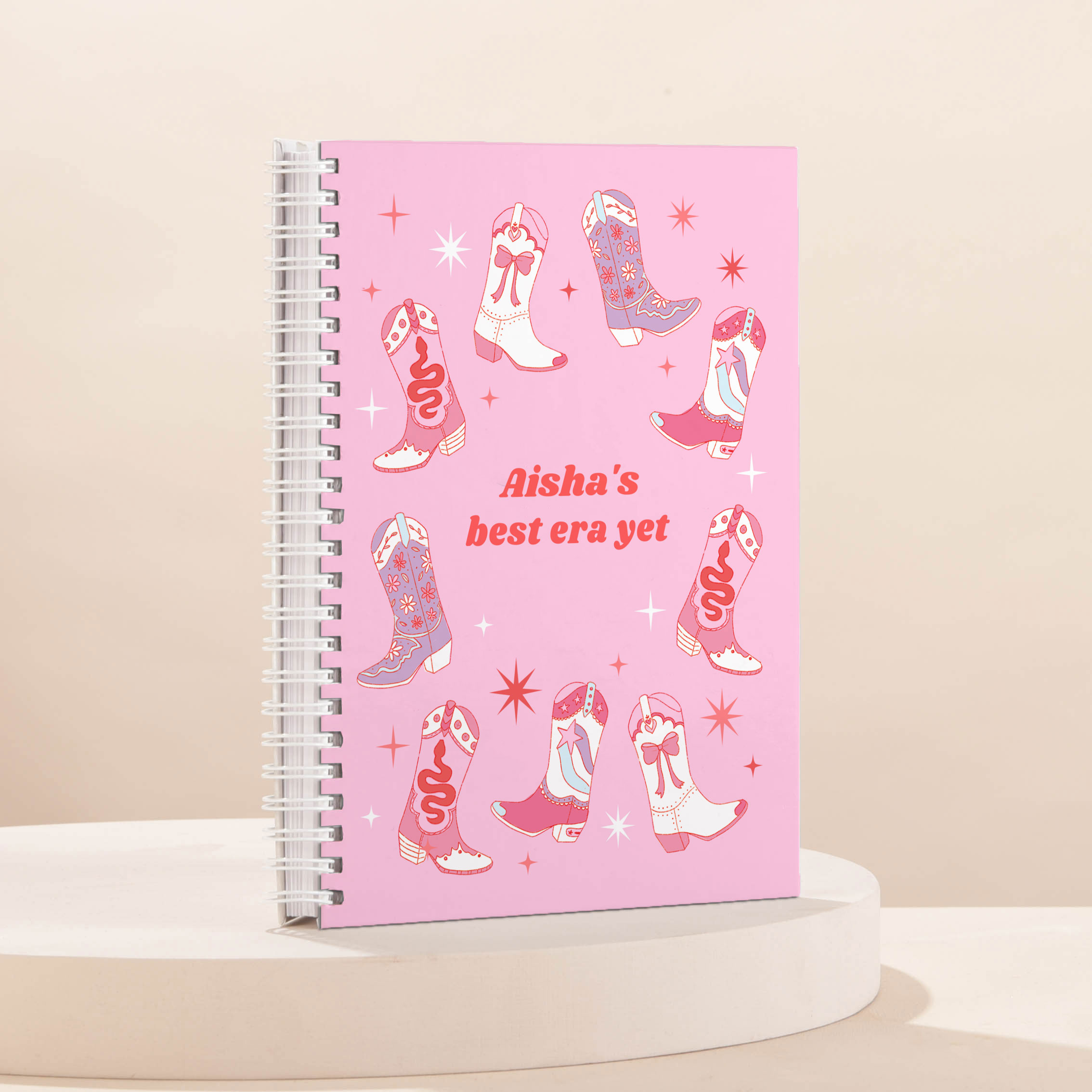 Personalised Pink Western Cowboy Boots Notebook - Best Era Yet