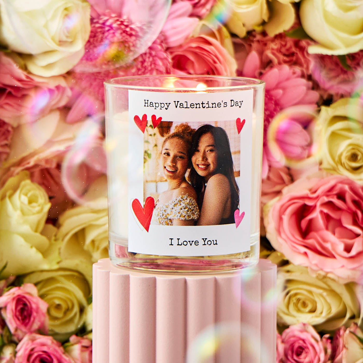 Personalised Valentine's Day Candle - Photo Upload with Hearts