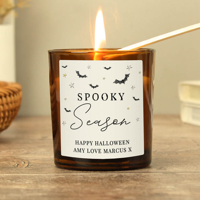 Personalised Spooky Amber Glass Candle