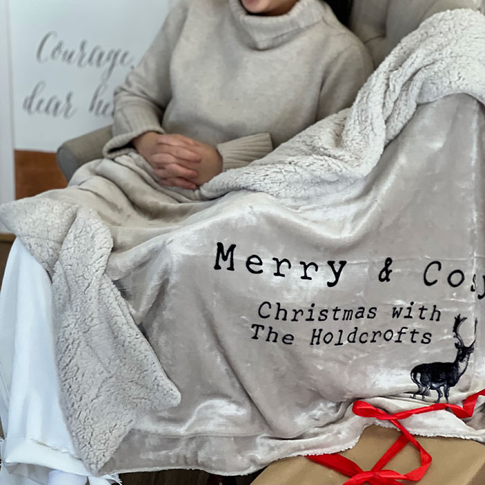 Personalised Merry & Cosy Family Christmas Blanket