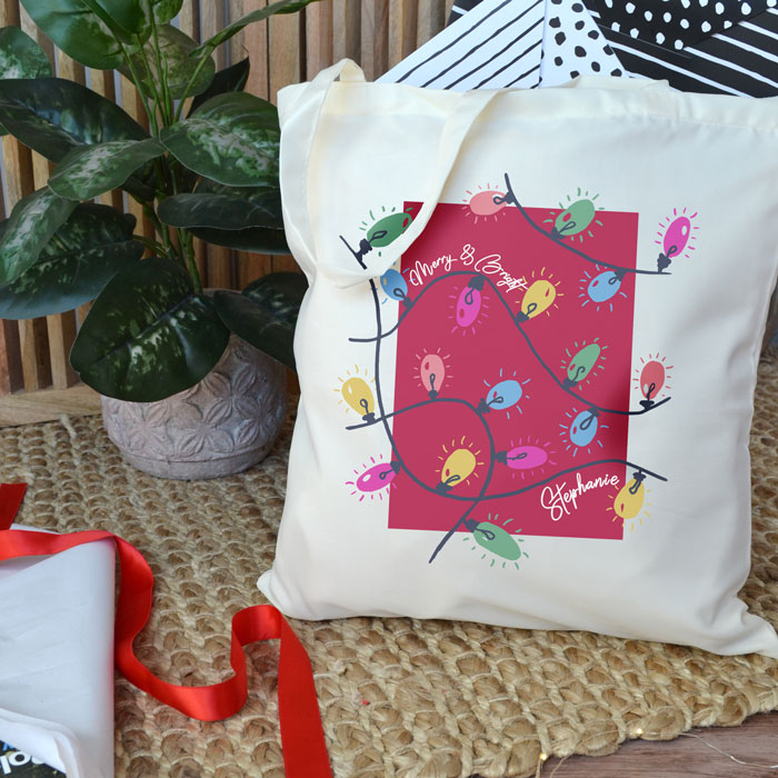 Personalised Christmas Lights Tote Bag