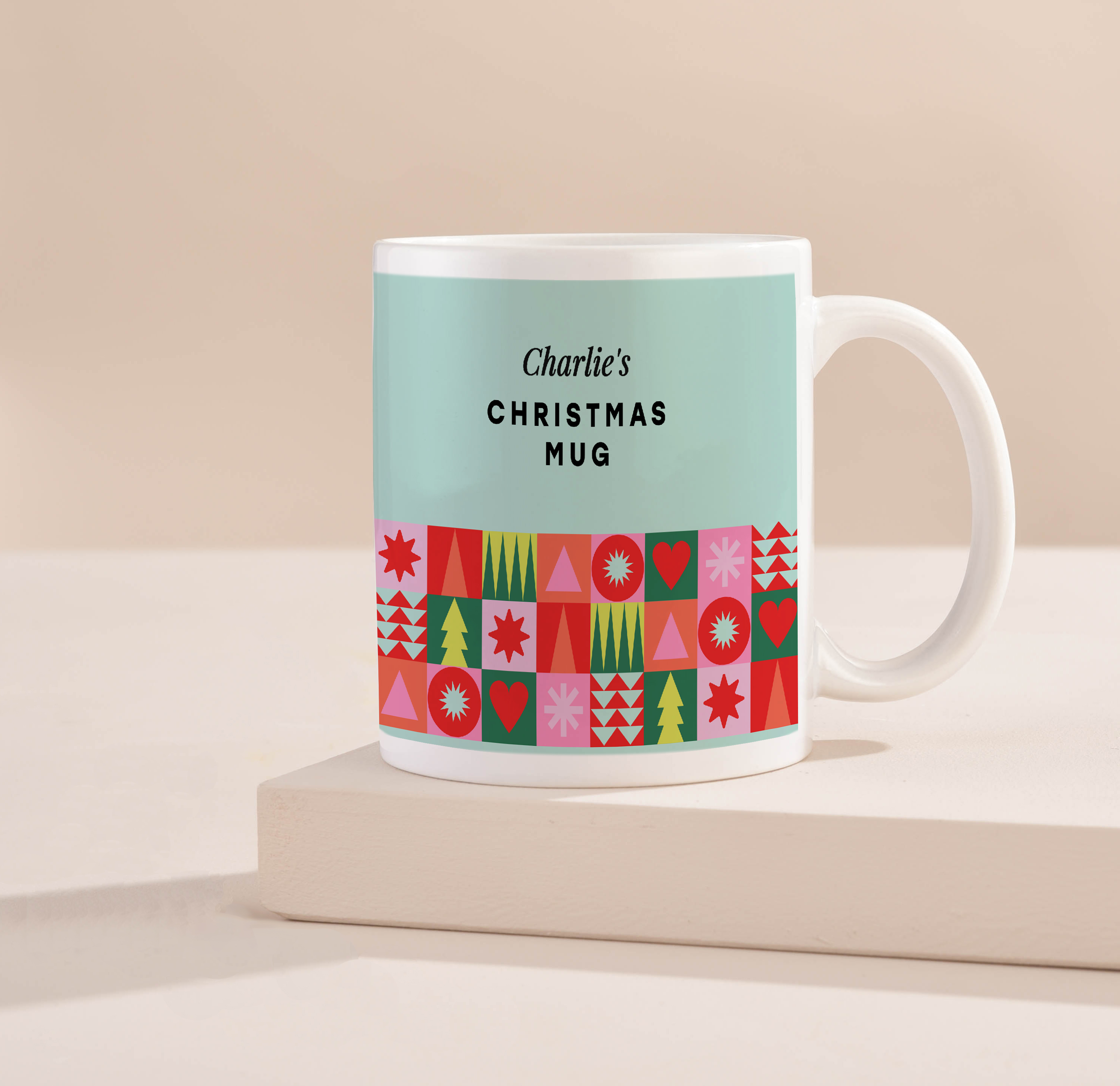 Personalised Mug - Festive Geometric Christmas