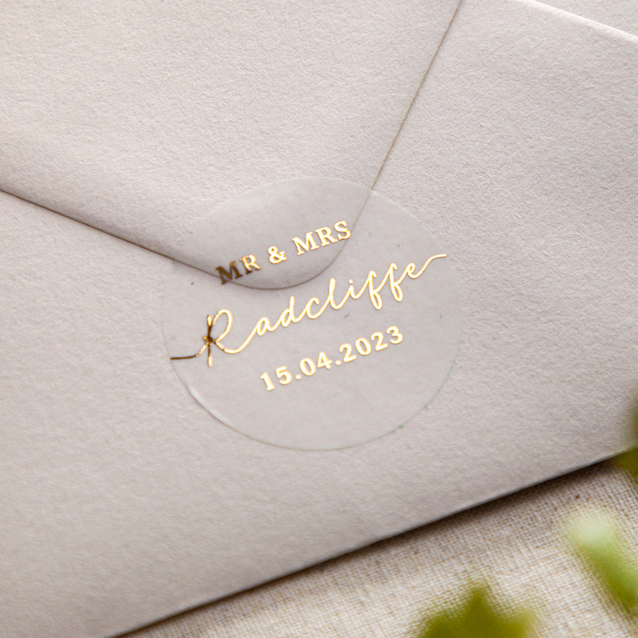 Personalised Modern Foiled Wedding Stickers - Surname 