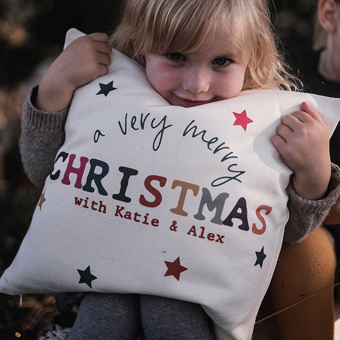 Personalised Colourful Christmas Cushion