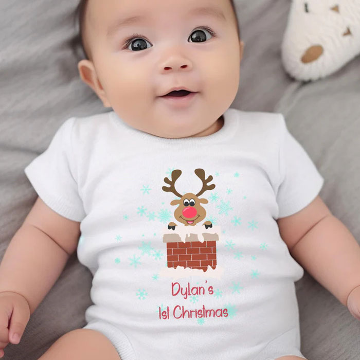 Personalised Christmas Rudolph Babywear