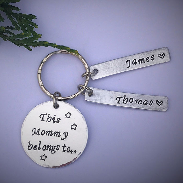 Personalised Aluminium Disc Keyring with Tags 