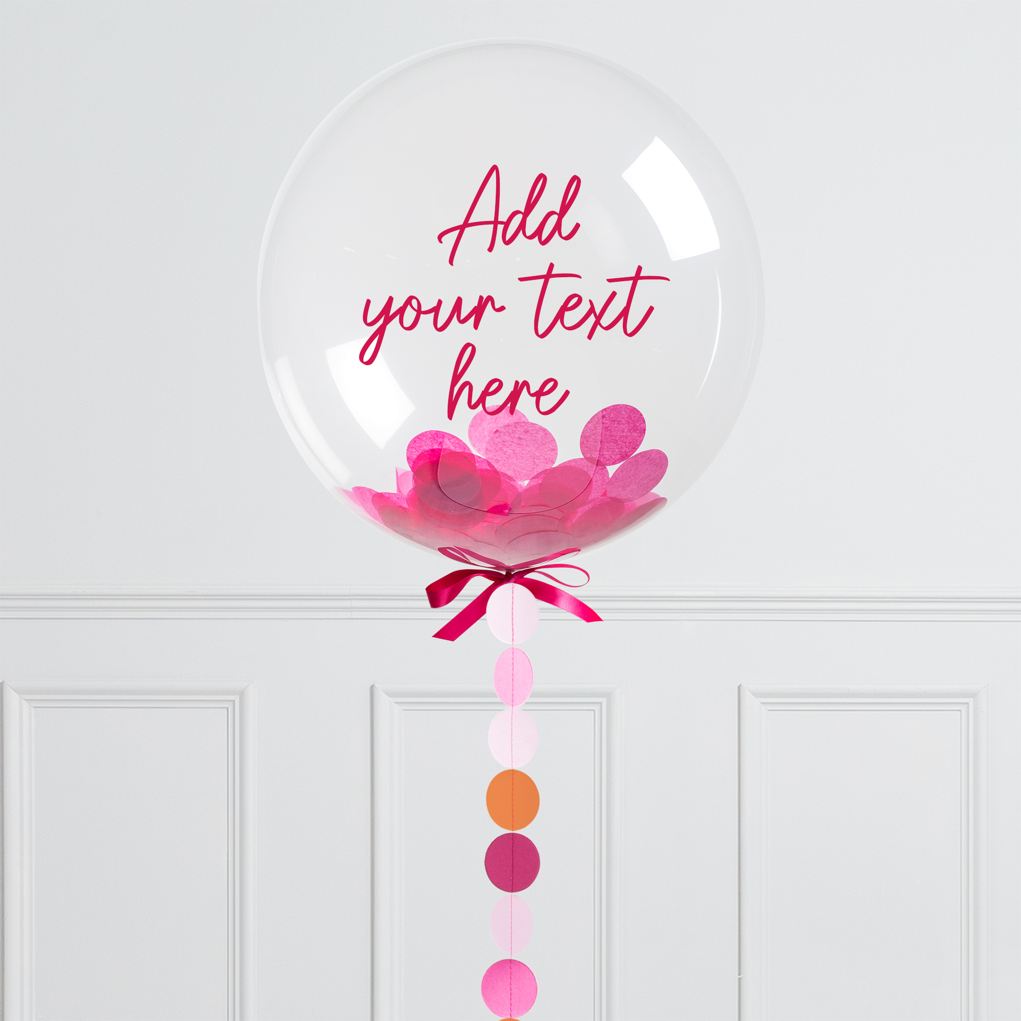 Personalised Pink 20-Inch Bubblegum Confetti Balloon With Tail - FREE DELIVERY