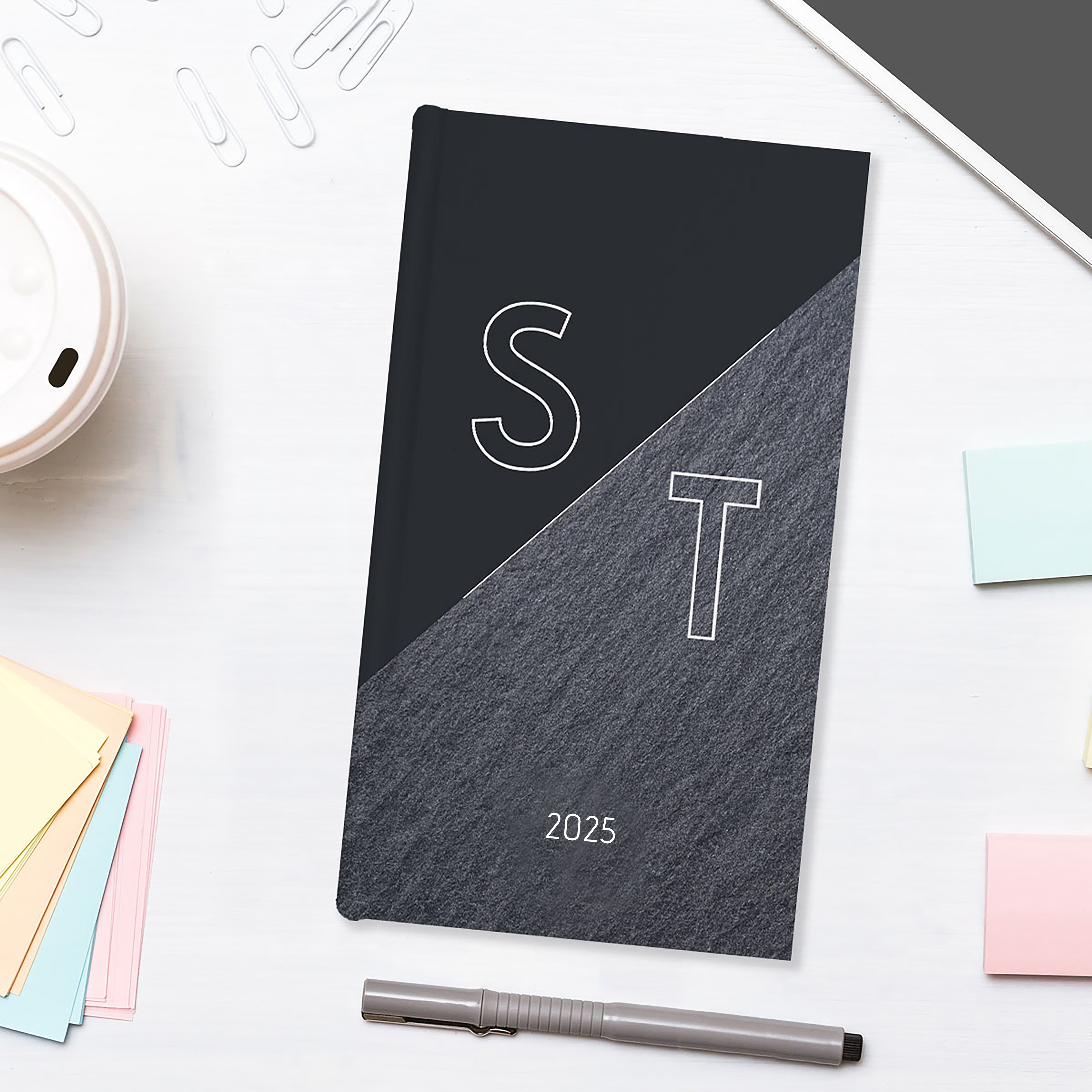 Personalised Slim Diary - Charcoal Initials