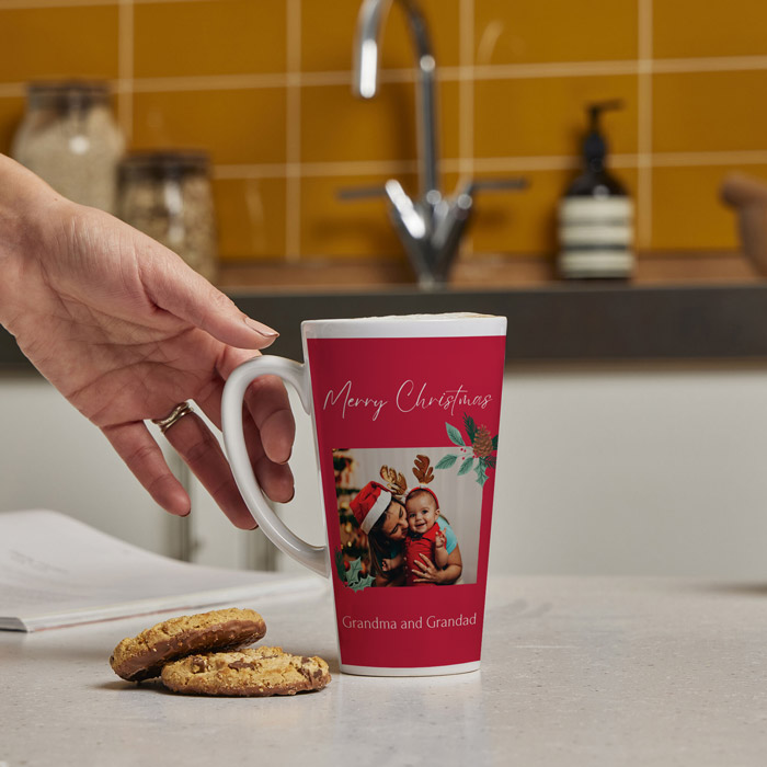 Personalised Photo Upload Latte Mug - Merry Christmas