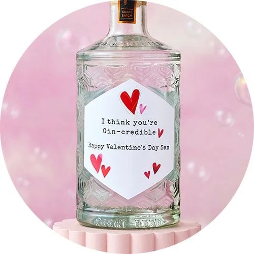 Personalised valentines alcohol